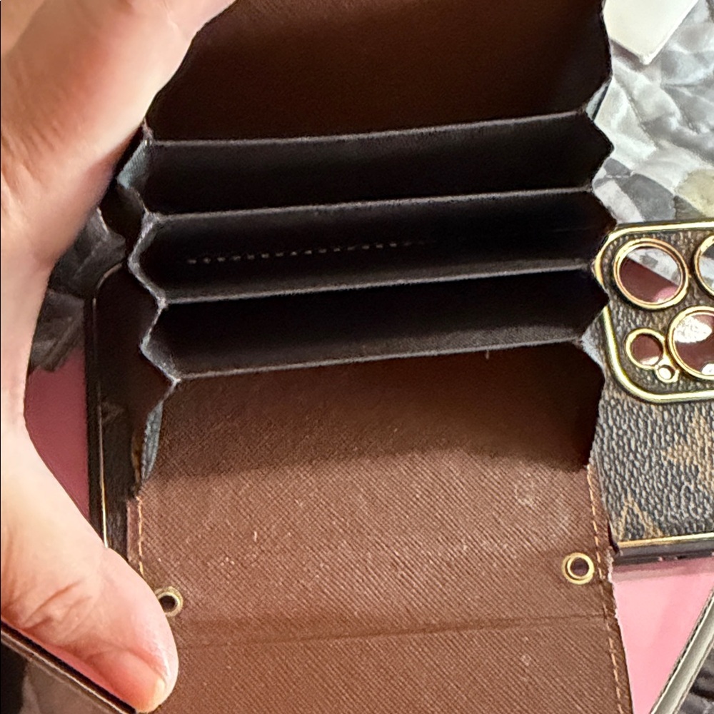 Luxury Brown Monogram Wallet Phone Case with Gold Accent!!!🔥🔥🔥🔥IPHONE 15 PRO MAX - Picture 2 of 7